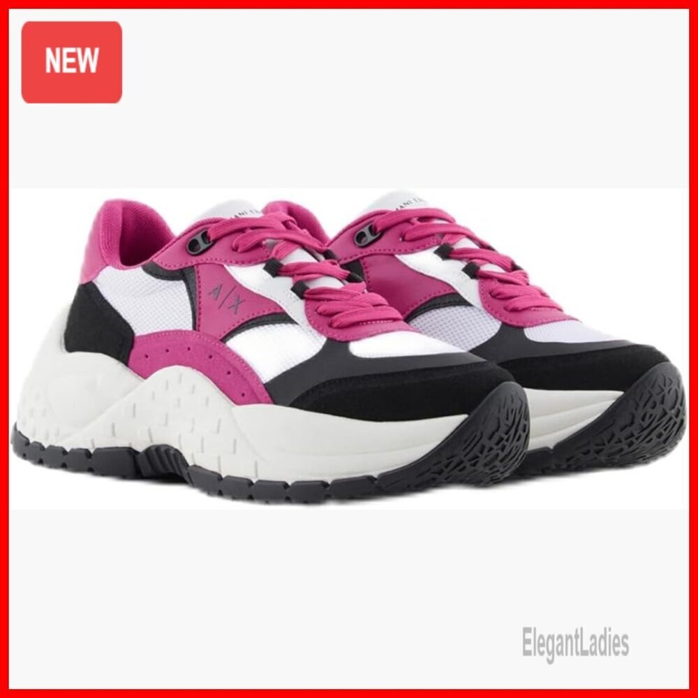 Chunky Color Block Fashion Sneakers, Size 7, Comfortable Casual Wear